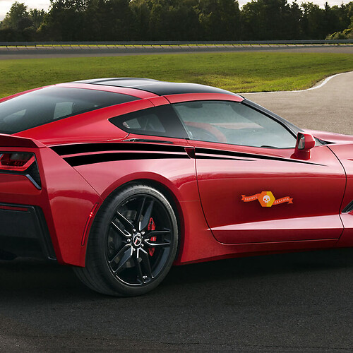 Chevrolet Corvette C7 Rally Racing calcomanías adhesivas traseras con rayas laterales dobles
