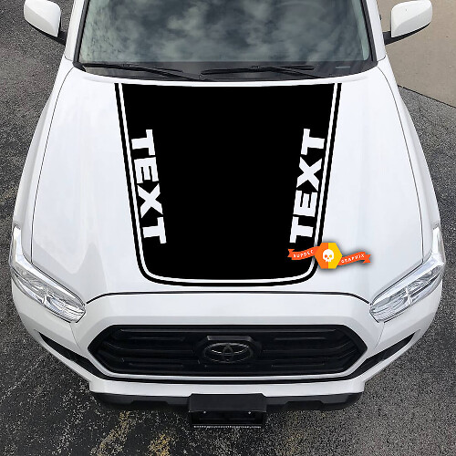 Vinilo adhesivo con contorno de texto personalizado en negro para capó Toyota Tacoma 2016-2020