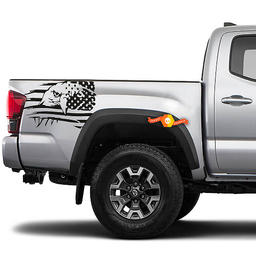 Calcomanía de vinilo a la cabecera con bandera USA envejecida y águila para Toyota Tacoma 2016-2020