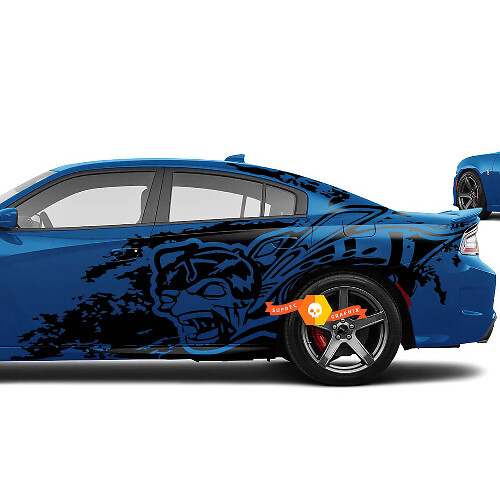 Dodge Challenger Charger Zombie Head Super Bee estilo Splash Grunge Stripes Kit Hell Cat vinilo adhesivo gráfico
