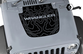 Jeep Wrangler Kit de gráficos Vinilo Wrap Calcomanía Blackout Contour Map Hood Calcomanía
