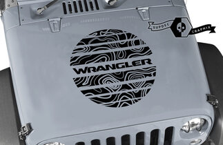 Kit de gráficos de Jeep Wrangler Calcomanía de envoltura de vinilo Blackout Contour Map Hood Сircle Calcomanía de estilo estroboscópico
