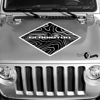 Jeep Graphics kit Vinilo Wrap Calcomanía Blackout Contour Map Hood Cuadrado estilo Calcomanía 2 colores
