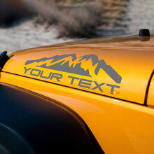 Juego de calcomanías de vinilo con letras personalizadas y montañas para capó de Jeep Wrangler_3