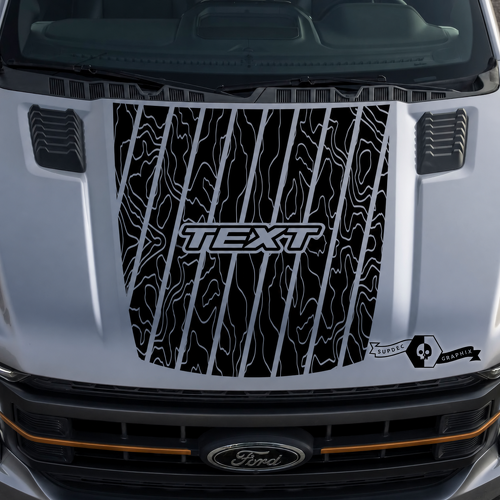 Texto Contorno Topográfico Vinilo Adhesivo Capó Blackout para Ford F-150 2015-2016