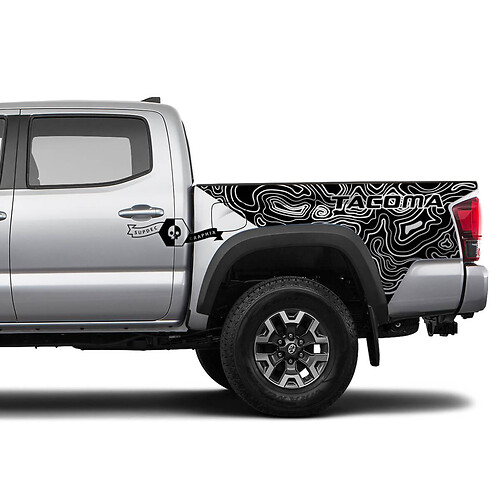 2x calcomanías de pegatinas de vinilo para el mapa topográfico de Toyota Tacoma
