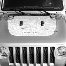 Adhesivo Vinilo de Capó con Mapa Topográfico en Negro Texto Personalizado para Jeep Wrangler 2