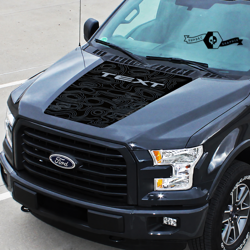 Topographic Contour Map TEXT Panel — Adhesivo de vinilo (capó) para Ford F-150 2015-2016
