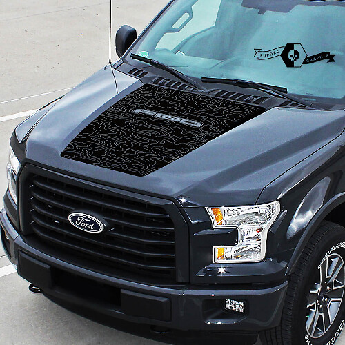 Pegatina de vinilo para capó con mapa topográfico para Musclecar F-150