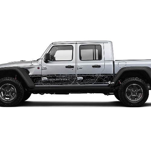 Jeep Gladiator Side Side Door Calcomanía única Mapa de contorno Calcomanía de vinilo kit de gráficos para JT 2018-2021 Texto personalizado
