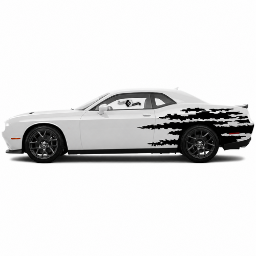 Torn Slash Pair Lateral Guardabarros trasero Adhesivo de vinilo para Dodge Challenger Hellcat