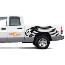 Adhesivo vinilo lateral estilo Hellcat con bandera de EE. UU. para Dodge Ram 1500_2