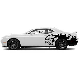 Par de calcomanías Hellcat para Dodge Challenger Splash Flames Side Vinyl Decals Stickers
