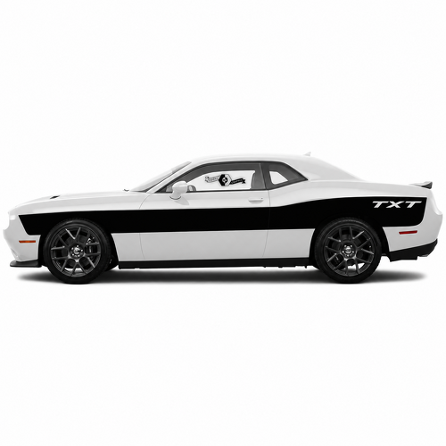 TXT Long Billboard Stripe Pair Lateral Guardabarros trasero Adhesivo de vinilo para Dodge Challenger SRT, Hellcat