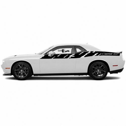 Texto personalizado Par de franjas laterales adhesivas de vinilo para Dodge Challenger