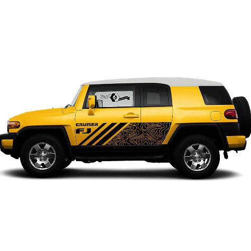 Pegatina de Vinilo para Puerta Lateral con Estilo de Mapa Topográfico para Toyota FJ Cruiser