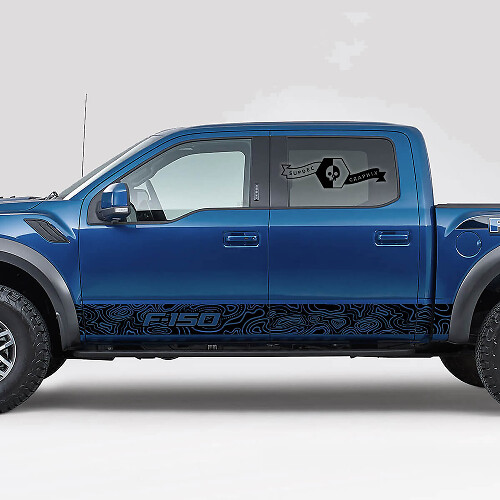 Kit de Calcomanías de Vinilo de Franjas Laterales con Mapa Topográfico para Musclecar camión