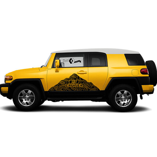 Nuevo par Toyota FJ Cruiser puertas laterales montañas contorno mapa pegatina a rayas calcomanía envoltura de camión
