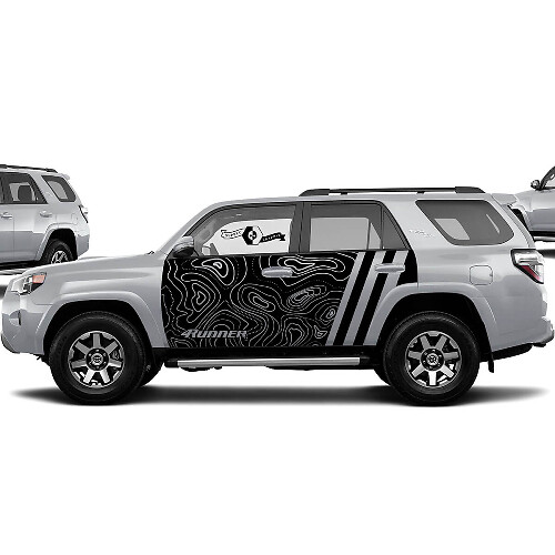 Toyota 4Runner TRD gráficos calcomanía pegatina 4Runner Esquema Mapa Puerta lateral Calcomanías de vinilo Pegatinas Wrap Splash

