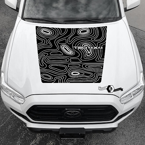Calcomanía de vinilo para capó estilo mapa topográfico TRD para Toyota Tacoma 2016-2021