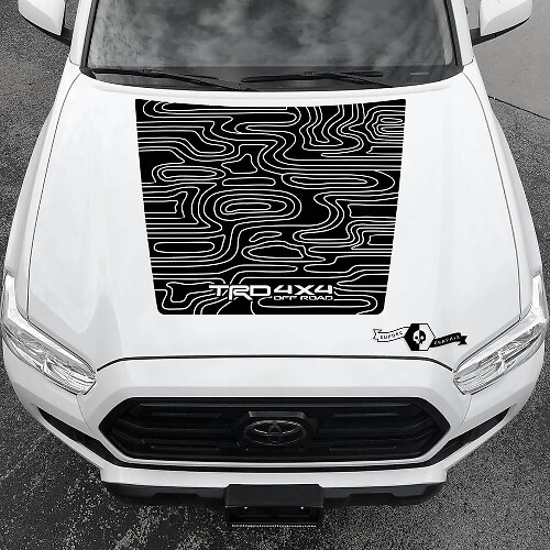 Pegatina de vinilo estilo topográfico TRD Blackout para capó de Toyota Tacoma 2016-2021