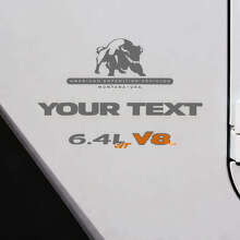 Kit de vinilo adhesivo con texto personalizado para Jeep Wrangler 6.4L V8 Bull_3