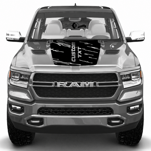 custom TXT Destroyed Blackout Capó Adhesivo de vinilo para Dodge Ram — TRX Style