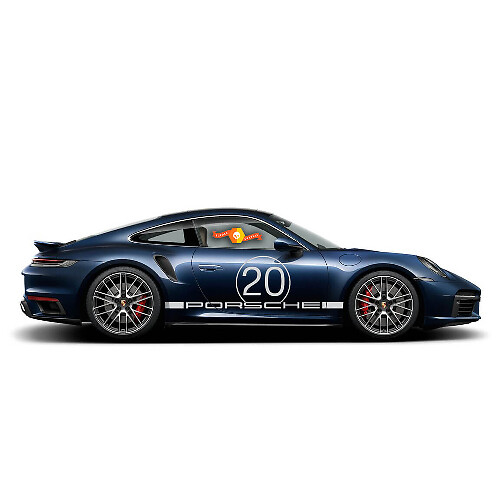 Tiras Laterales de Carreras con Vinilos de Número de Puerta para Porsche 911
