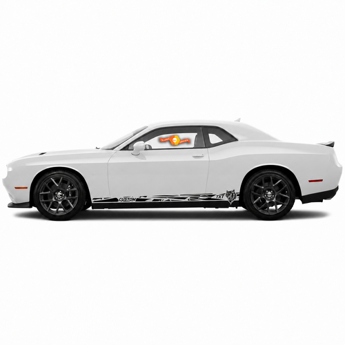 SRT Hellcat Style TXT CUSTOM Shattered Pair — Adhesivo de vinilo (faldón lateral) para Dodge Challenger