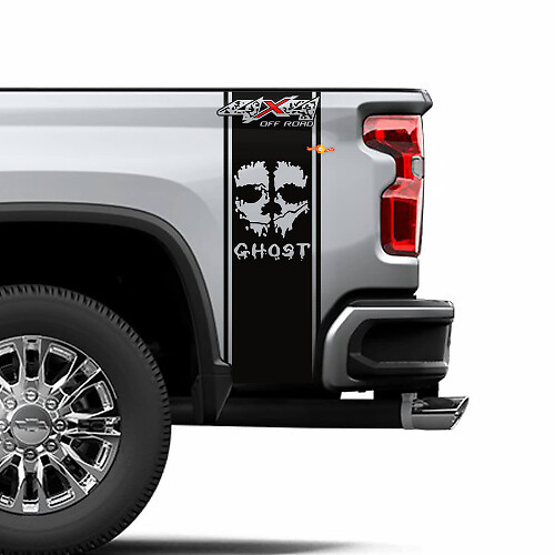 2 Chevrolet Silverado 4x4 Off-Road Ghost Edition Bed Side Stripe Sticker Graphics
