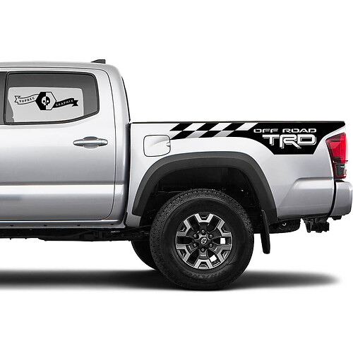 TRD 4x4 Off-Road Checkered Flag BedSide Side Vinilo Pegatinas Calcomanía para Toyota Tacoma Tundra todos los años #11
