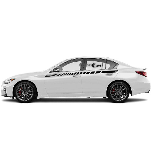 Kit de calcomanías de vinilo con rayas laterales a cuadros para Infiniti Q50 Q60