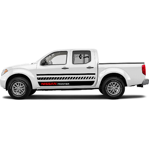 Kit de calcomanías de vinilo laterales para paneles de faldón con líneas delgadas anchas a cuadros para Nissan Titan Frontier