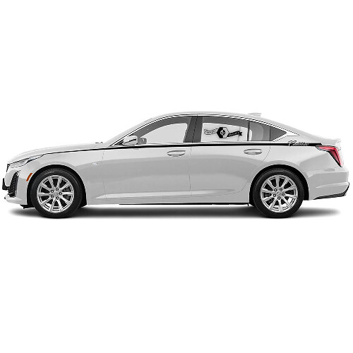 2 Nuevas calcomanías adhesivas de vinilo para acentuar la parte superior de la puerta lateral para Cadillac CT5
