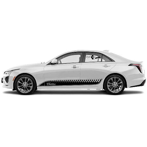 2 Nuevas calcomanías adhesivas elegantes para acentuar las líneas límite de las puertas, envoltura de vinilo con textura para Cadillac CT4
