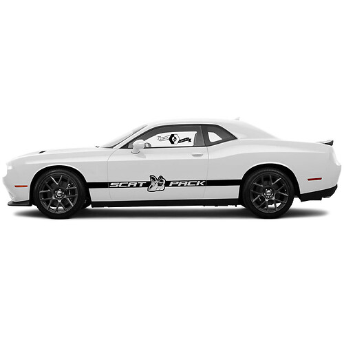 2 Lado Dodge Challenger Scat Pack Puerta Big Side Lado Bigsic Stripe Solid Lado Sólido Vinilo Pegatina Gráficos
