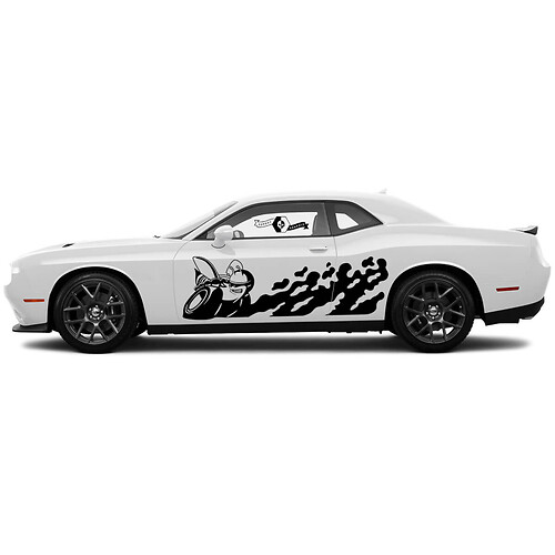 2 Lado Dodge Challenger Scat Pack Poor Door destruido Splash Wrap Side Vinyl Calcomanías Pegatinas Gráficas