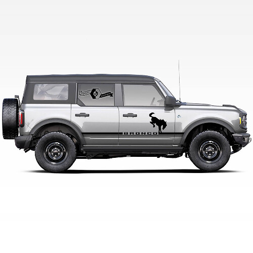Par de Calcomanías de Franja Lateral con el Logotipo del Caballo Bronco para Ford Bronco 2021
