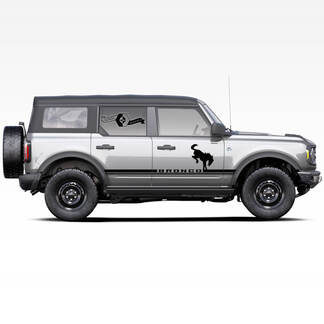 Par de calcomanías de rayas laterales con logotipo de caballo semental Bronco para Ford Bronco 2021
