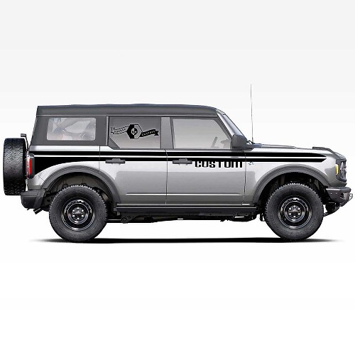 Vinilo adhesivo personalizado de franjas gemelas laterales para musclecar horse 2021