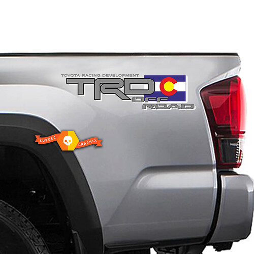 2 Toyota TRD Racing Tacoma Tundra bandera Colorado calcomanía vinilo par pegatina camión
