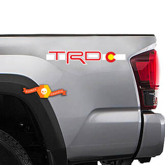 2 Toyota TRD Racing Tacoma Tundra bandera Colorado calcomanía vinilo par pegatina camión #2
