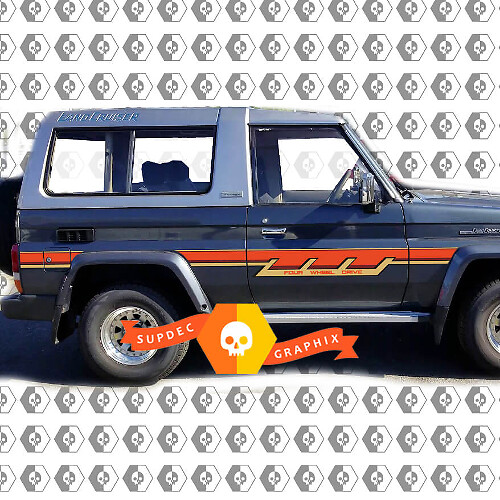 Kit de calcomanías de vinilo con franjas laterales retro para Toyota Land Cruiser BJ73R Serie 70