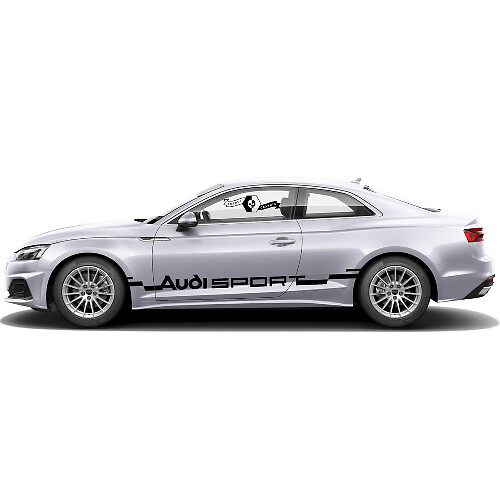 Par de faldones laterales de vinilo para estilismo de coche Audi Sport A5 calcomanía de rayas de carreras para Audi
