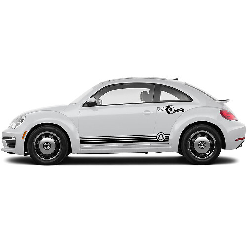 Vinilos adhesivos con franjas laterales y logo VW para Volkswagen Beetle Juego de 2