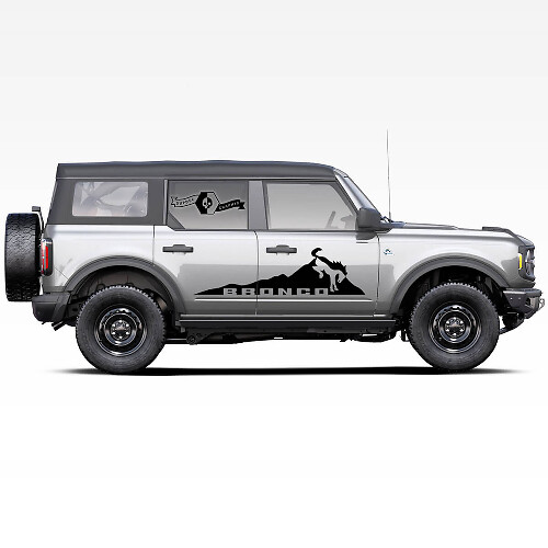 Par de calcomanías de puertas laterales con el logo de caballo bronco de las Montañas para Ford Bronco 2021
