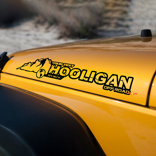 Calcomanía de vinilo personalizada Hooligan para capó de Jeep Rubicon
