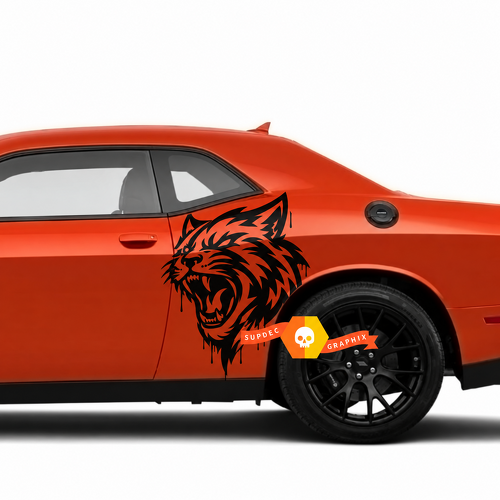 Custom Cat Head Blood Drip Pair Lateral Guardabarros trasero Adhesivo de vinilo para Dodge Challenger Hellcat
