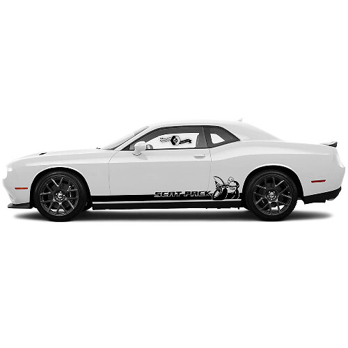 Calcomanías de vinilo de franjas en los paneles laterales SRT Scat Pack para Dodge Challenger