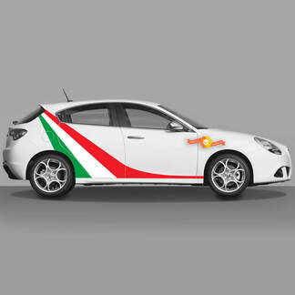 2 calcomanías predeterminadas para puertas con colores de bandera italiana que se adaptan a las calcomanías Alfa Romeo Giulietta, gráficos de vinilo extendidos 2021
